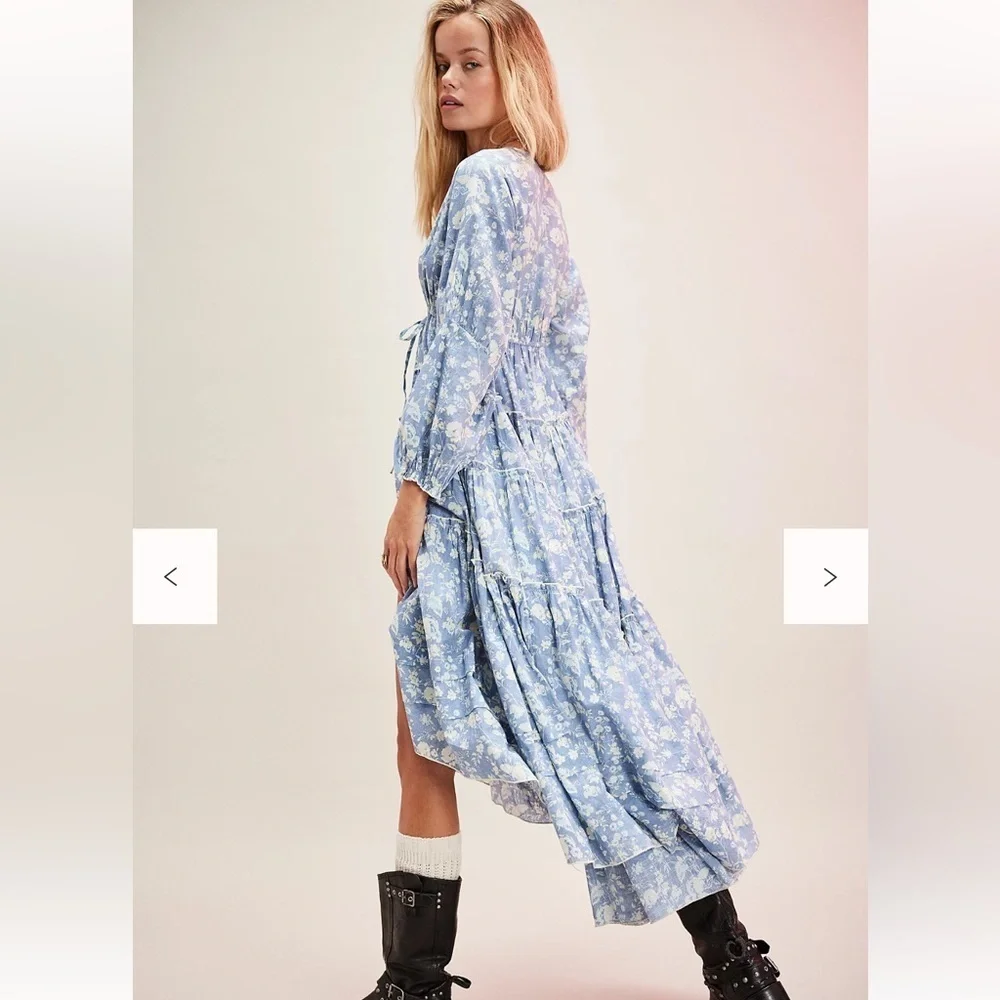 Free People Pappiet Midi Dress Small Color: Bluebell Combo NWT - Picture 3 of 7